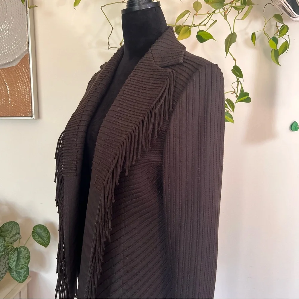 Vintage Company by Ellen Tracy Women’s Black Fringed Jacket/Blazer Size 12 - Picture 4 of 9